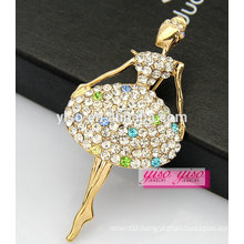 top sale lovely beautiful dancer girls alloy crystal brooch